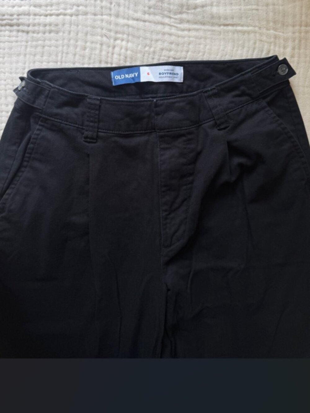 Old Navy High-Rise Boyfriend Adjustable Waist Black Chino - Sz 6